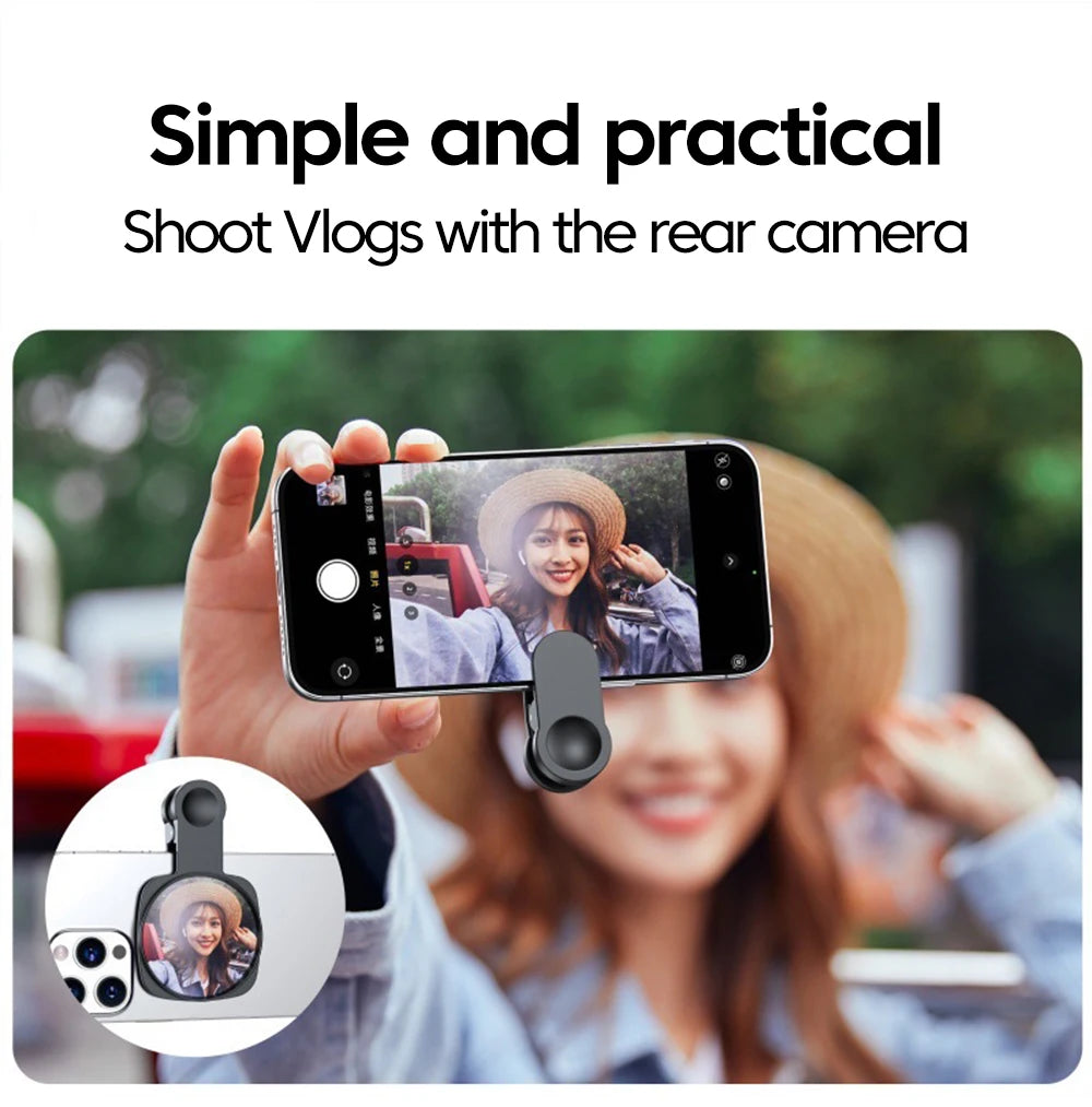 Smartphone Camera Lens Selfie Mirror Clip Kit for IPhone Samsung Smartphone Live Streaming Photo Video Selfie Vlog Accessories