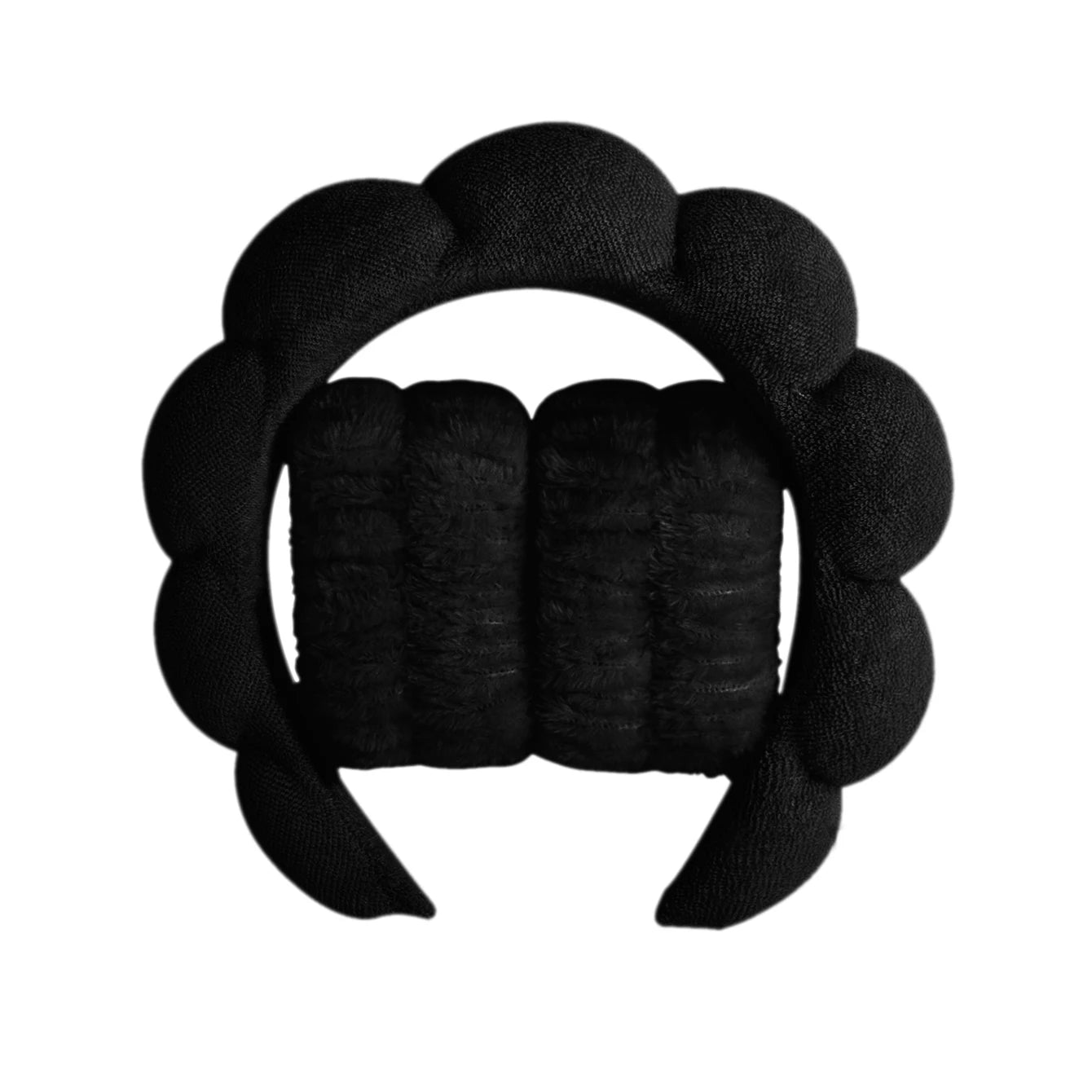 Spa Bubble Headband for Washing Face – Microfiber Puffy Scrunchie Wristband for Skincare & Makeup Routine