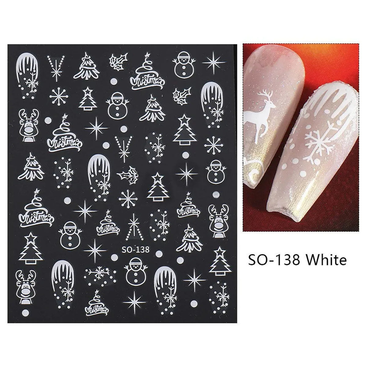 New Winter Snowflake Nail Stickers, White Snow Christmas New Year Self-Adhesive Nail Decals, DIY Nail Art Decor