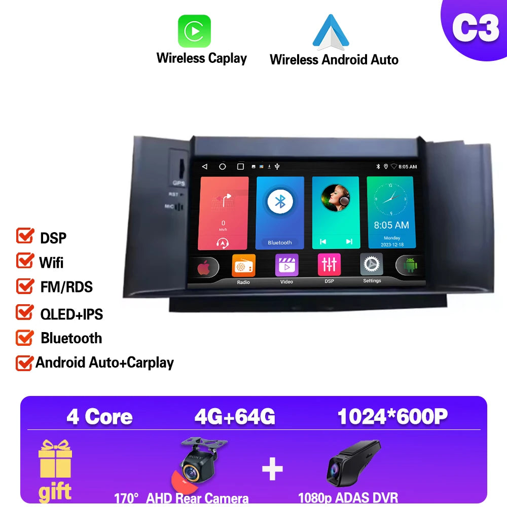 7" Car Stereo with Apple CarPlay & Android Auto, Compatible with Citroen C4, C4L & DS4