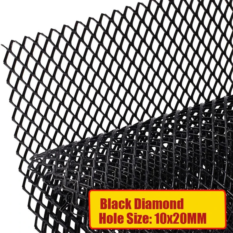 100x33cm Universal Aluminum Alloy Car Grill Mesh Auto Bumper Grille Cover Net Protector Hexagonal Diamond Seagull Black/Silver