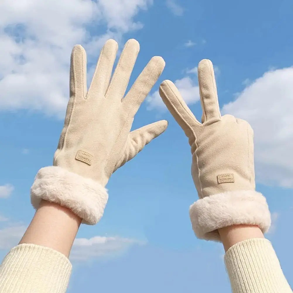 Women's Faux Suede Touchscreen Gloves - Plush Lined Driving Gloves - photo 2
