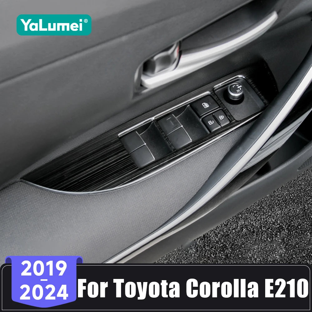 For Toyota Corolla E210 Hybrid 2019 2020 2021 2022 2023 2024 Stainless Car Door Window Glass Lift Switch Button Panel Cover