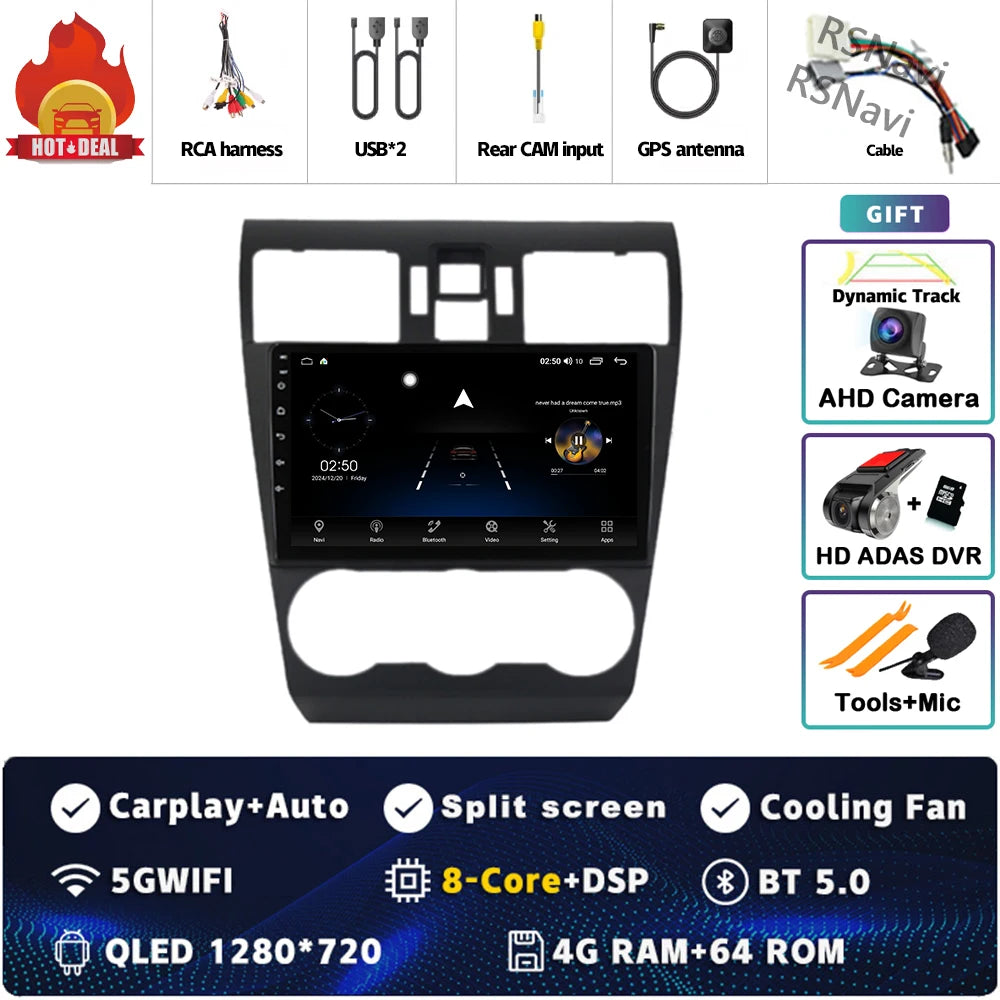 Android 16 For Subaru Forester WRX XV 2012 - 2018 2K QLED Stereo Car Radio Multimedia Video Player GPS 4G CarPlay