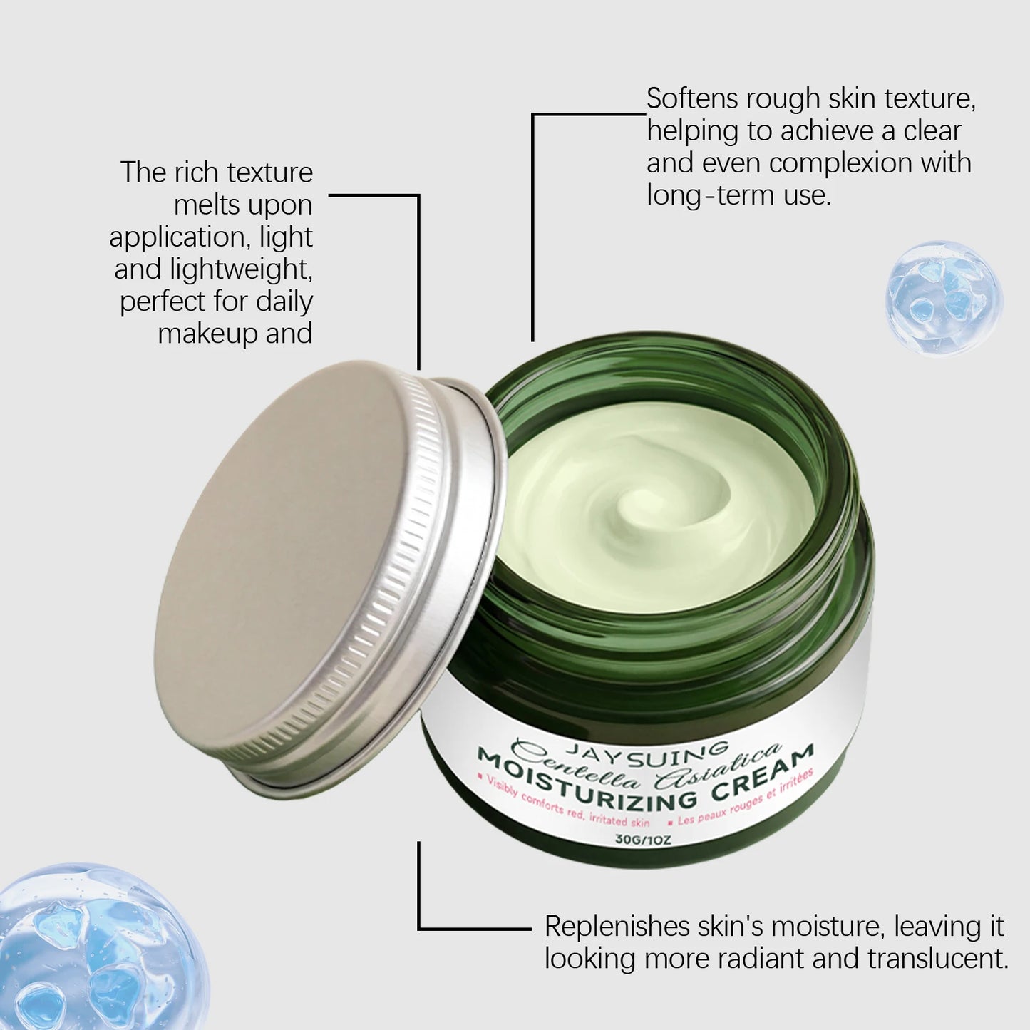 Jaysuing Centella Centella Moisturizer, Gently Moisturizing Facial Skin, Soft, Refreshing and Brightening Skin Care Cream