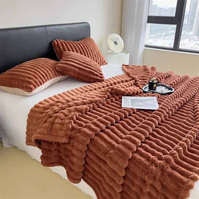 Wide Striped Multi-Use Blanket, Bed Cover and Nap Blanket