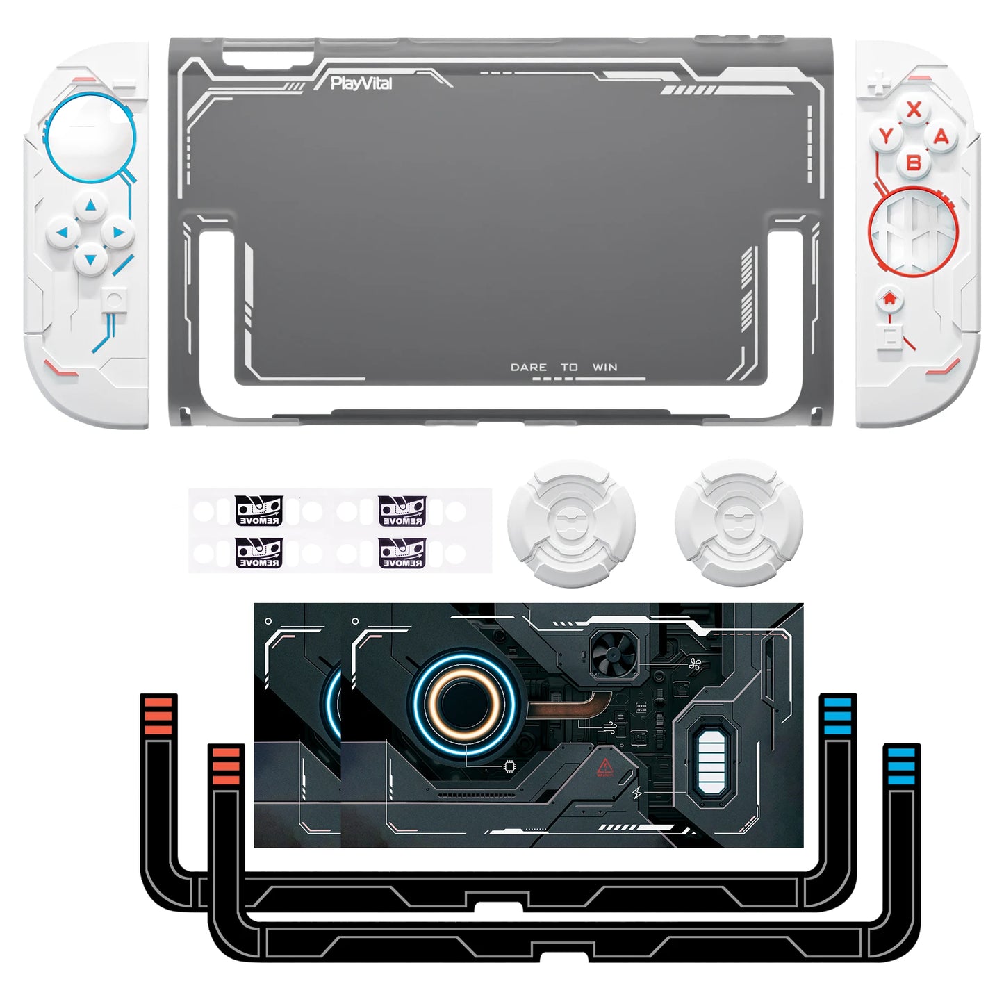PlayVital Protective Case for Nintendo Switch 2, Stellar Mecha Ergonomic Anti-slip Silicone Grip Cover, Dockable Hard Case Shell