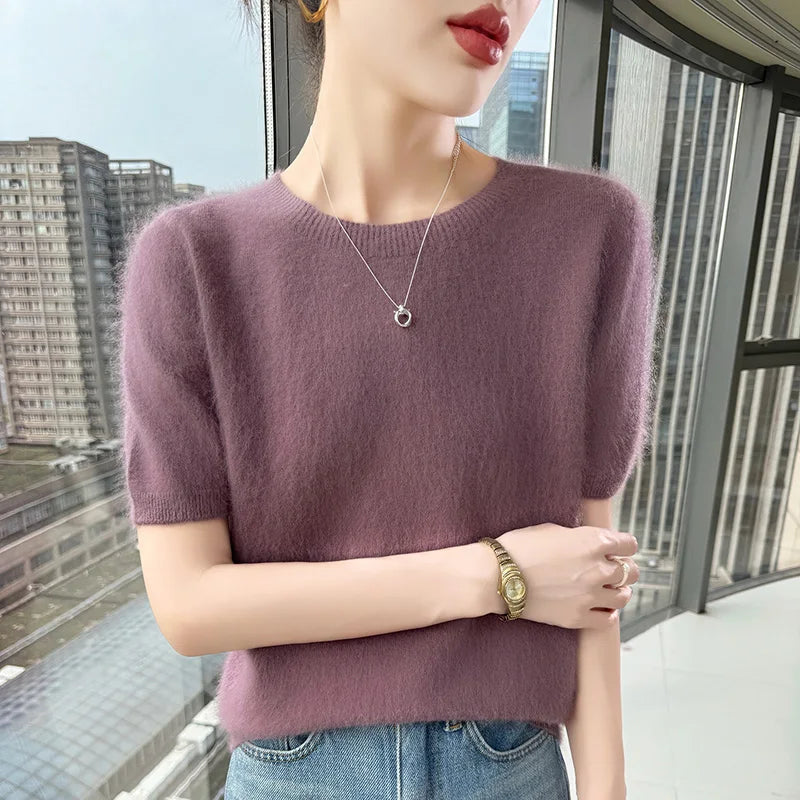 Women's Short Sleeve Knit Sweater Top