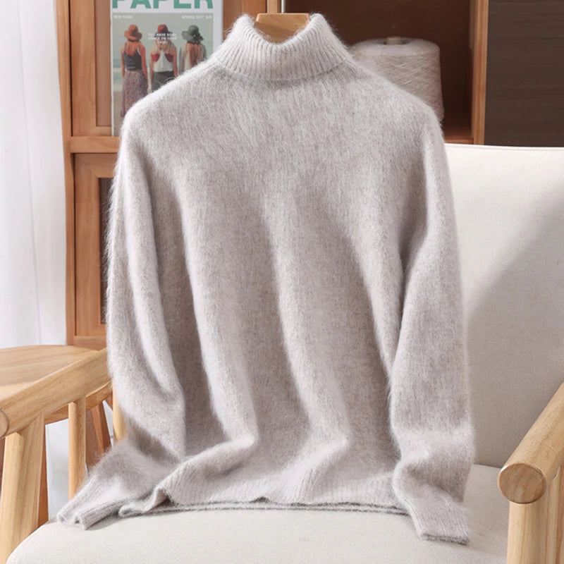 Women's High Collar Knit Sweater, Thick Pullover