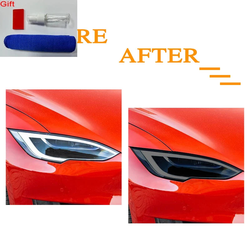 Headlight Tint Smoke Black TPU Protective Film – Compatible with Tesla Model 3, Y, S, X