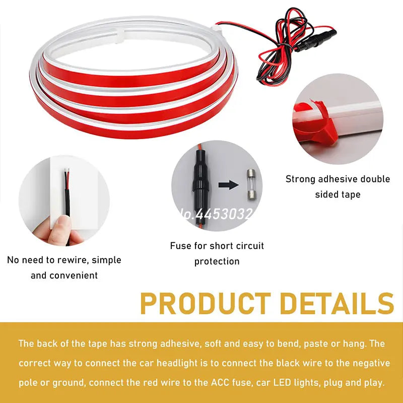 Daytime Running Light LED White DRL For Toyota iQ Car Hood Ambient Lamp Scan Starting Strips Flexible 12V