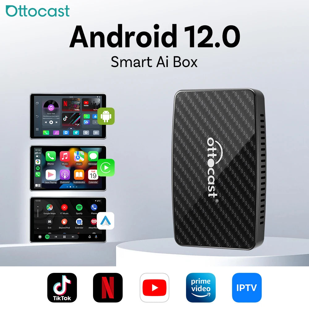 Ottocast Play2Video PRO Ai Box Carplay Android Auto Adapter 2026 New Video Box for Youtube Netflix IPTV Applicable 98% Car