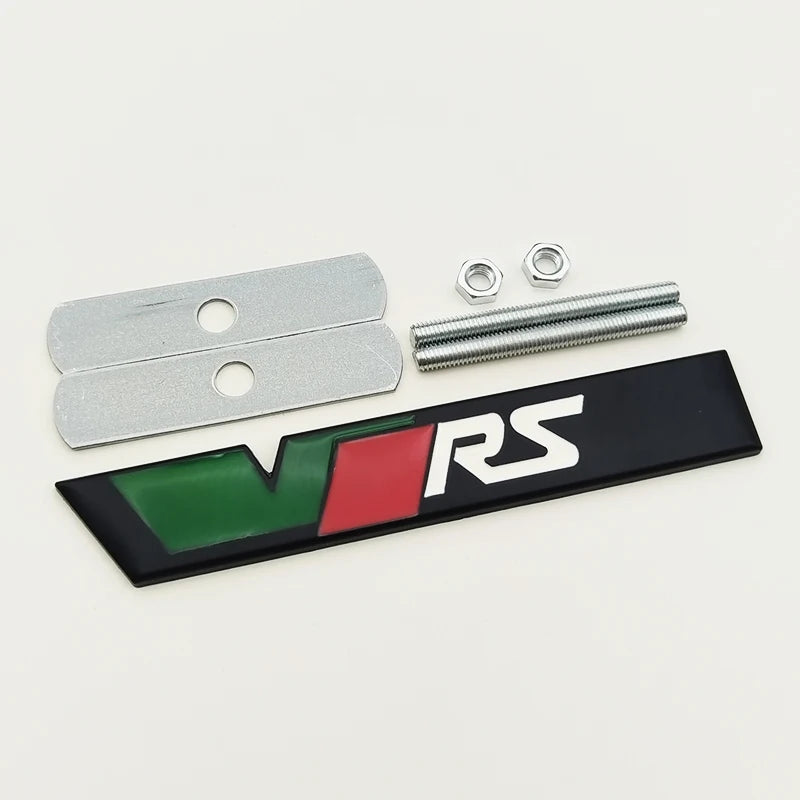 3d Metal RS Logo VRS Car Front Grill Emblem Rear Trunk Badge for Skoda VRS Octavia 1 2 3 Rapid Kodiaq Karoq Fabia Kamiq Superb