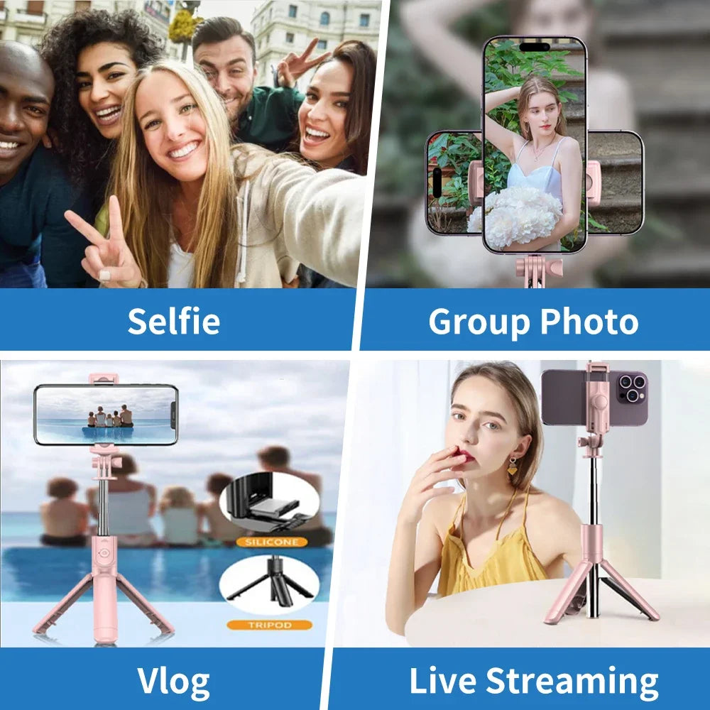 iPhone Selfie Stick Tripod Stand Detachable Remote Control Monopod for TikTok Live Streaming Compatible with Various Phones