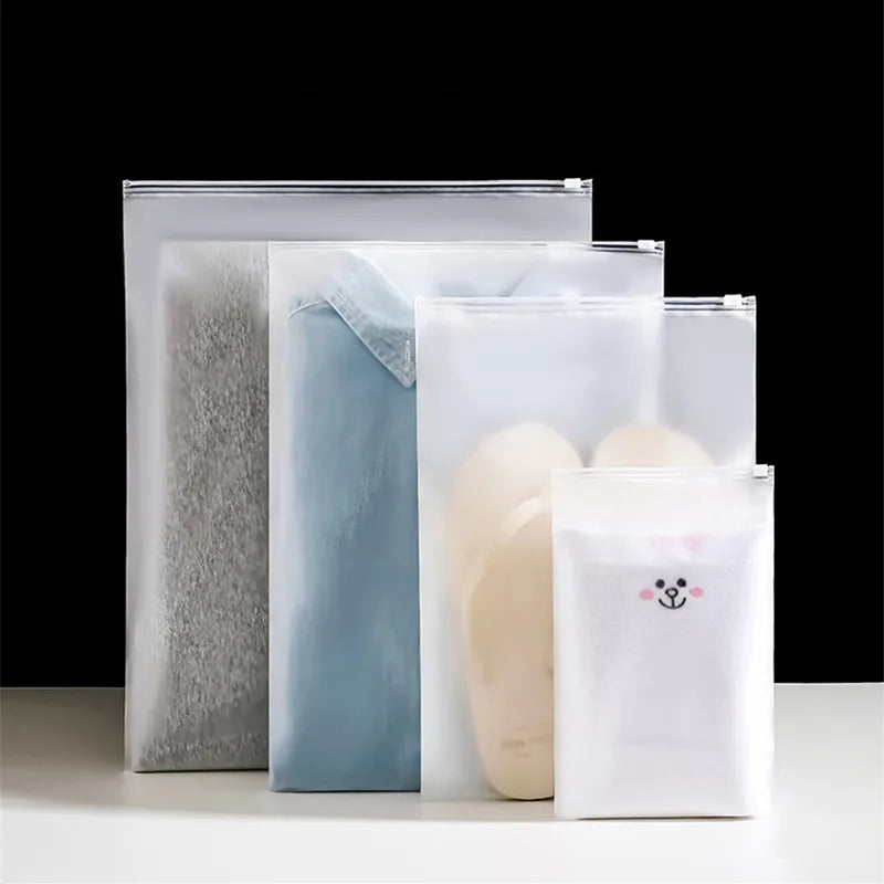 StoBag 10pcs Frosted Matte Zipper Bags Clothes Packaging Pouch Plastic Sealed Shirts Storage Shipping Reusable Organizer Pocket