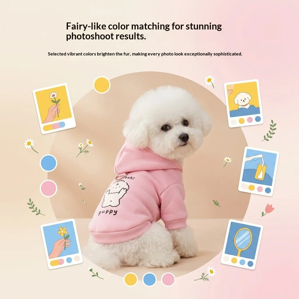 Cartoon Print Dog Hoodie with Leash Hole - Soft Puppy Sweatshirt - photo 2