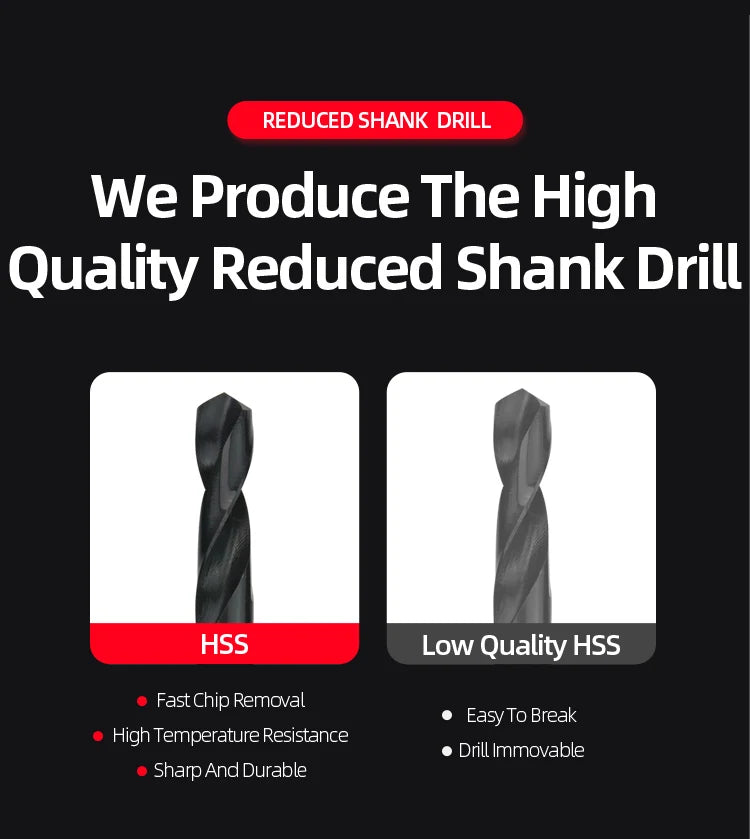 Reduced Shank HSS Twist Drill Bit 13-50mm, Nitride Coated