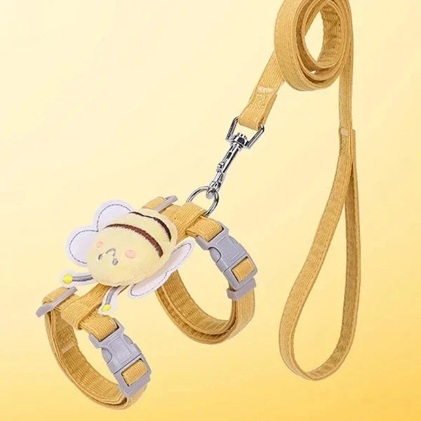 Cat Harness Leash for Cats Double Layer Adjustable Soft Vest Bee Medium Dog Harness for Walking Outdoor Comfortable Kitten Leash
