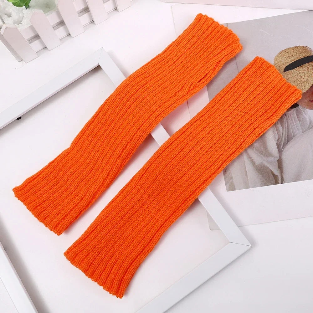 Women's Long Fingerless Knit Gloves - Arm Warmer Sleeves - photo 12