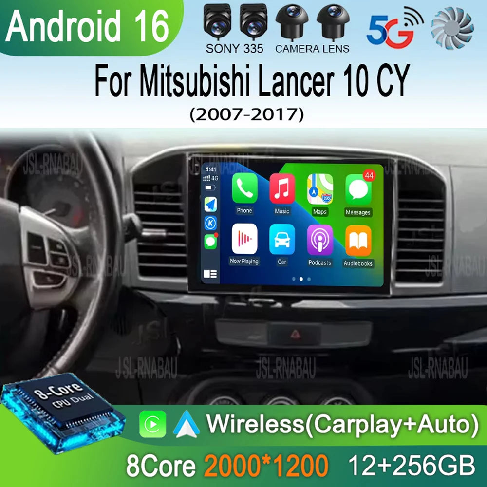 Android 16 Car Radio For Mitsubishi Lancer 10 CY 2007 - 2017 Multimedia Video Player 2 din WIFI+4G Navigation GPS Stereo Carplay