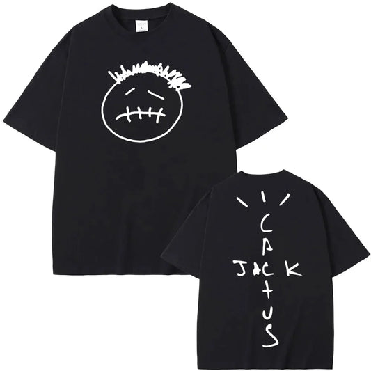 American rapper and Travis T Shirt Short Sleeve 100%Cotton Tee-shirt Graphic Printing Scott Tshirt Hip Hop Punk Clothing Tops
