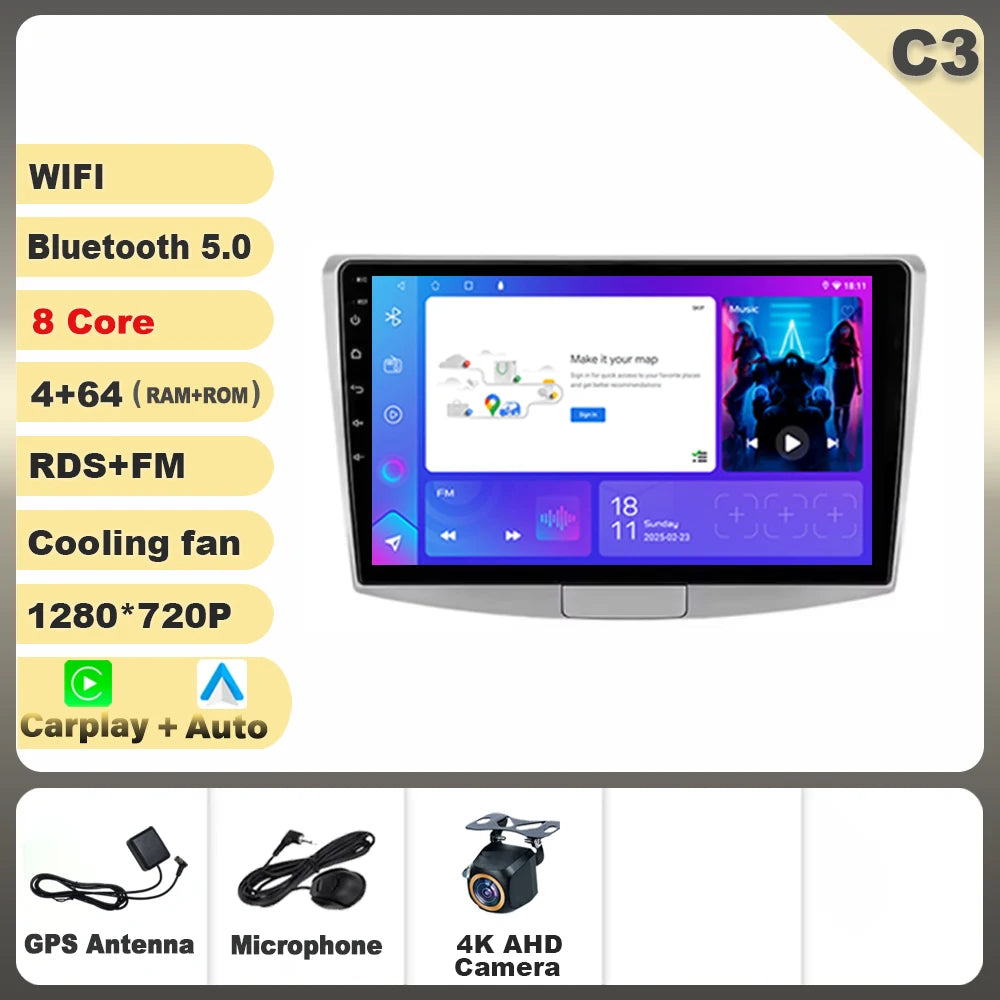 9" Android Car Stereo for VW Passat B7 B6 CC (2010–2015) — Wireless CarPlay, Android Auto, GPS, 5G WiFi