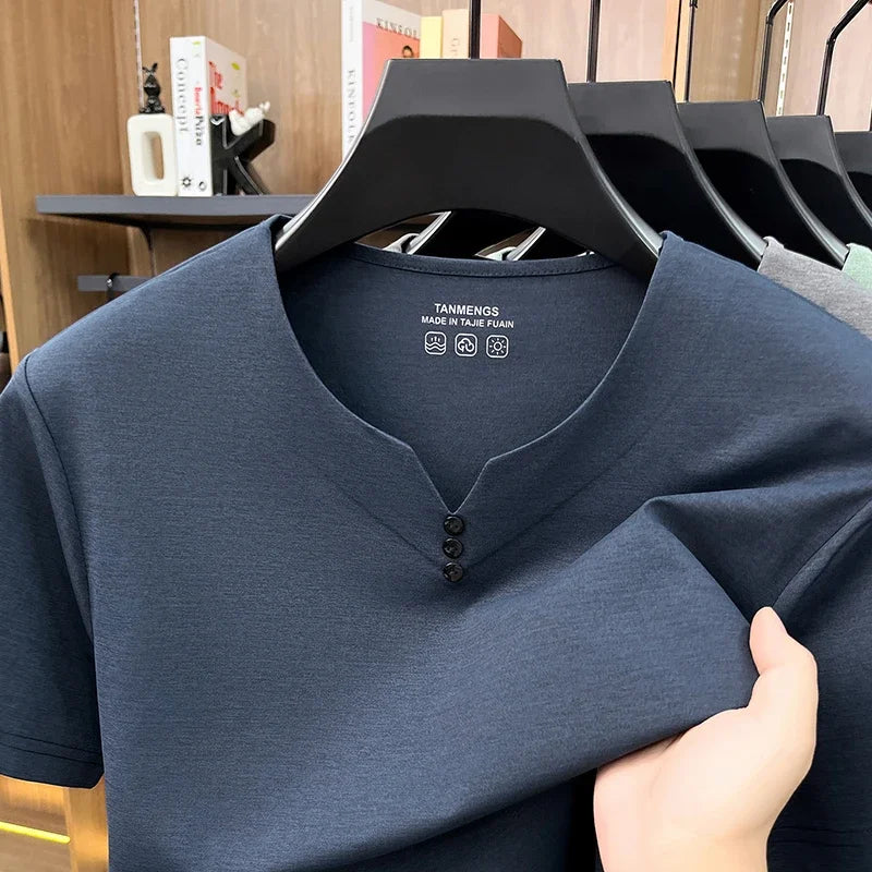 Men's V-Neck Tee - Breathable Short Sleeve, All-Day Comfort