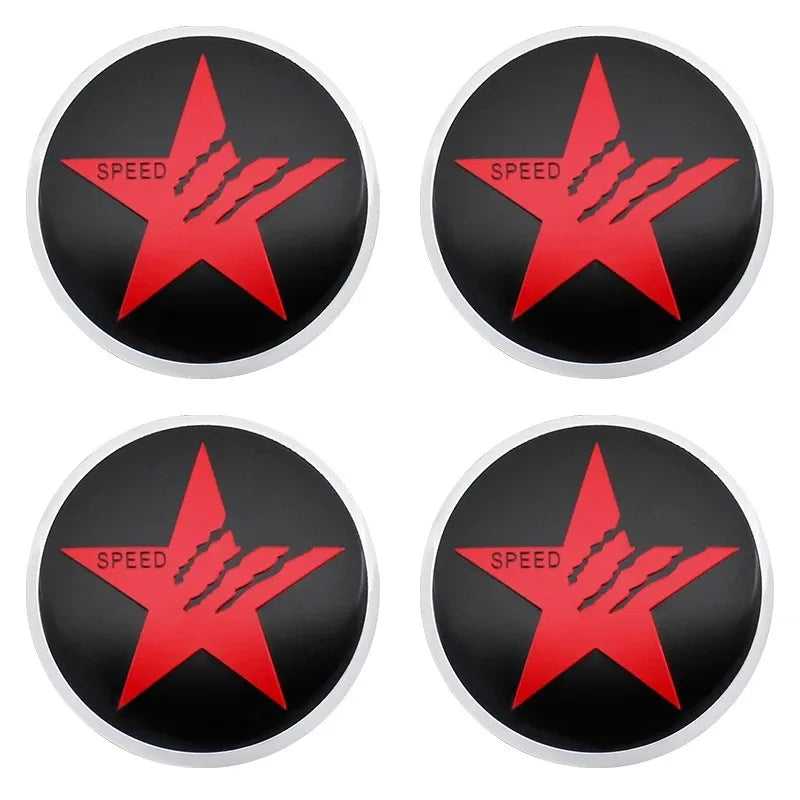 4pcs 56MM 60MM Car Wheel Hub Center Caps Rim Cover SPEED Star Logo Badge Emblem Stickers Universal Car Styling Accessories