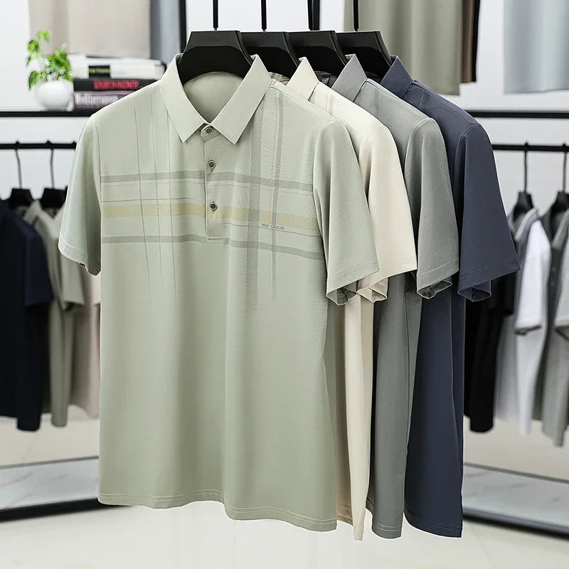 Men's Plaid Polo Shirt - Breathable Short Sleeve, Business Casual