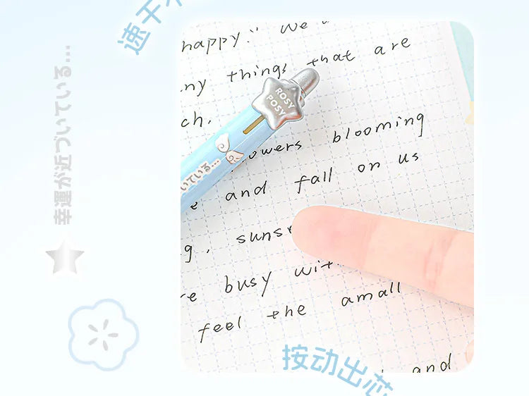 4pcs Good Luck Gel Pens Set Sweety Japanese Style 0.5mm Ballpoint Black Ink for Writing Student Back to School Kids Gift A3142