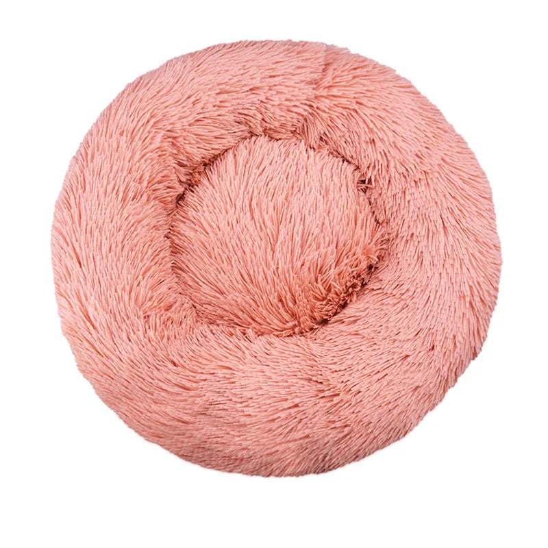 Round Plush Dog & Cat Bed — Washable Warm Basket for Small to Large Pets