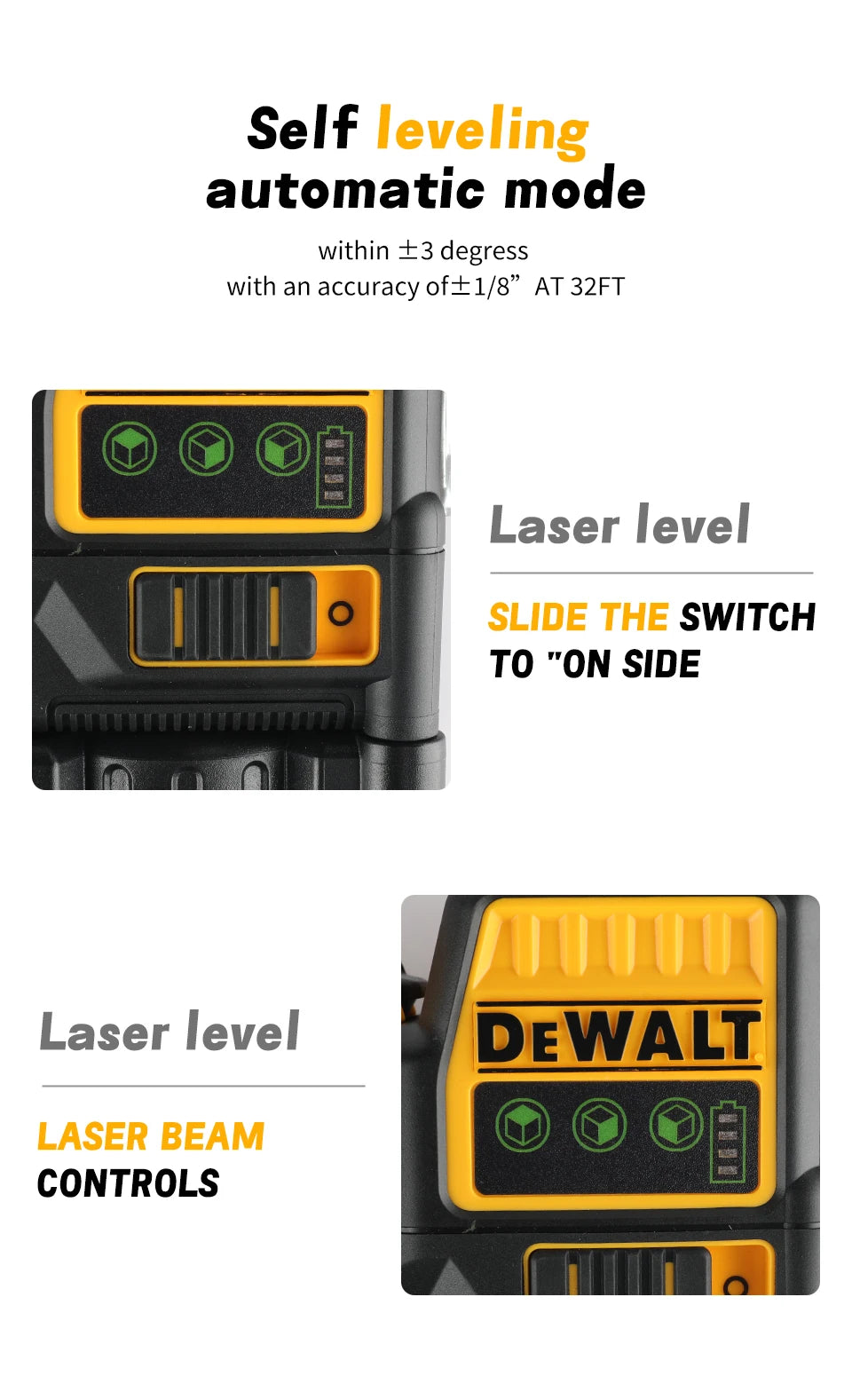 DEWALT DW089LG 12 - Line Green Beam Laser Level - 360° 3 - Side Coverage, 12V Li - Ion for Versatile Jobsite Tasks