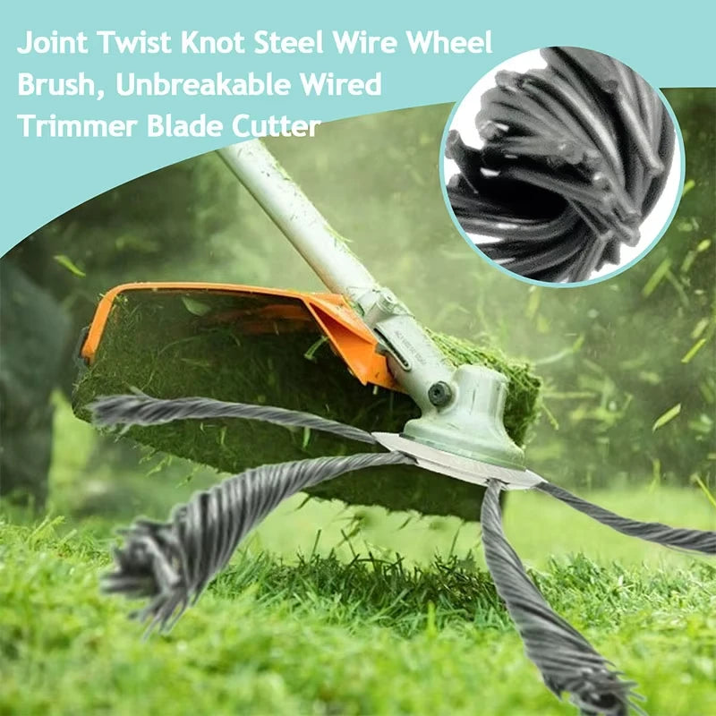 LUSQI 6/7inch Steel Wire Wheel Head Grass Trimmer Head Universal Weed Brush Fit Straight Shaft Brushcutter Removal Moss Rust