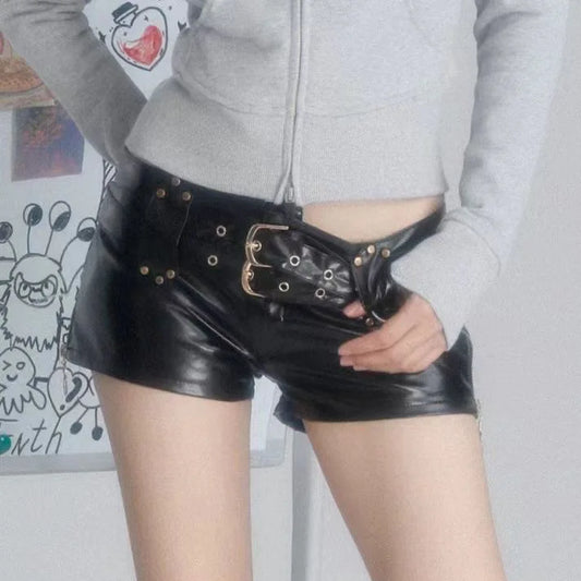 Women's Y2K Low Rise PU Leather Bodycon Shorts - Clubwear - photo 4