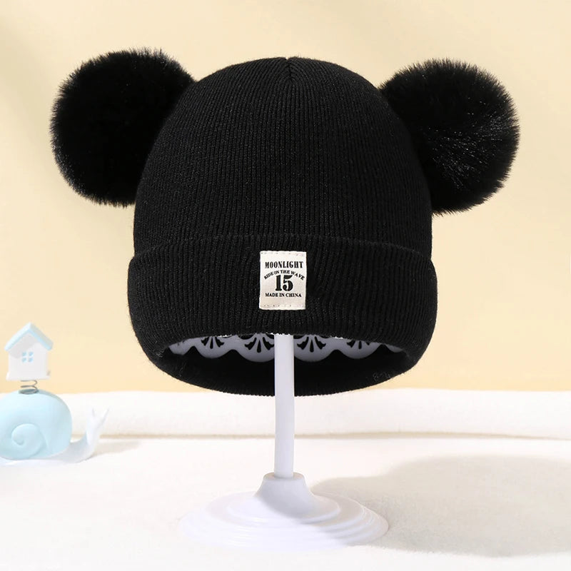 Baby Pom Pom Knit Beanie - Solid Color Winter Hat for Boys and Girls - photo 3