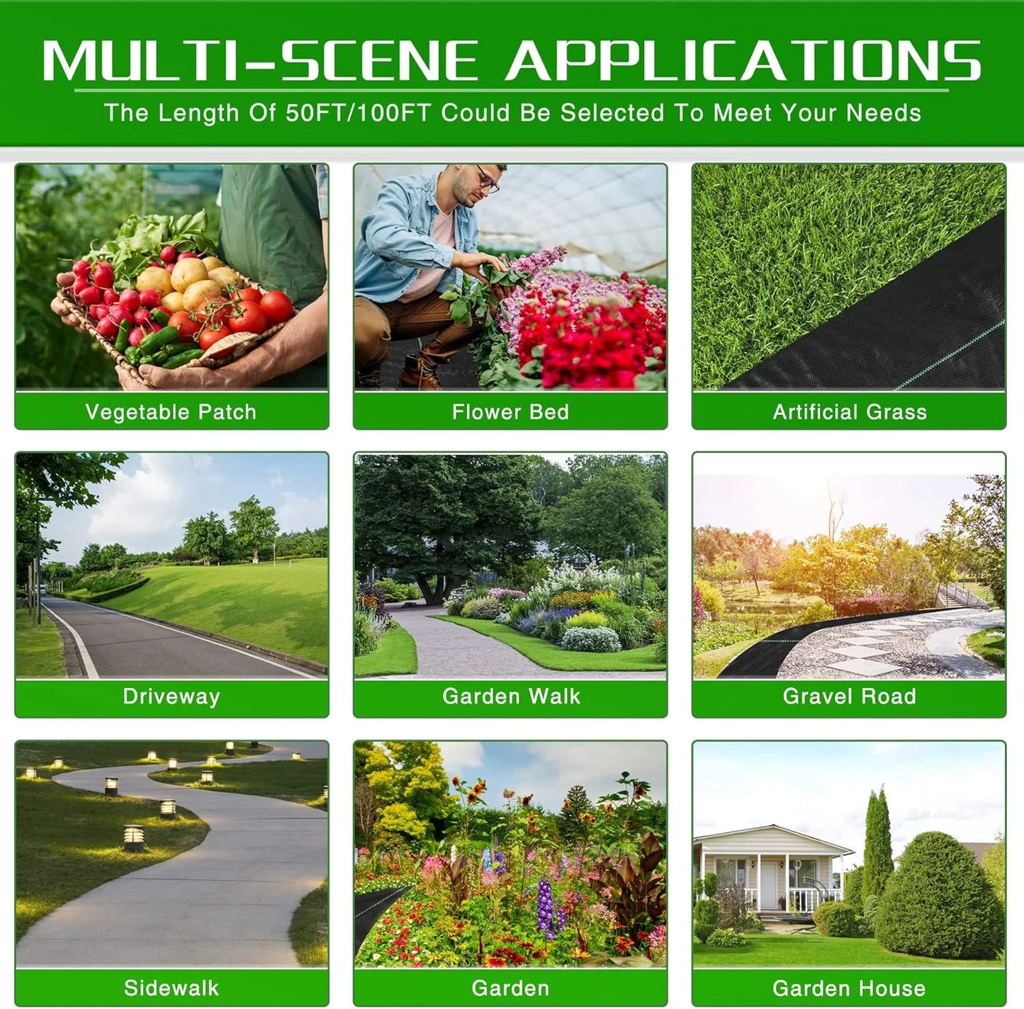 Weed Barrier Landscape Fabric Heavy Duty,  Thicken Garden Blocker Fabric Weed Mats, Weed Control Garden Cloth, Woven Geotextile