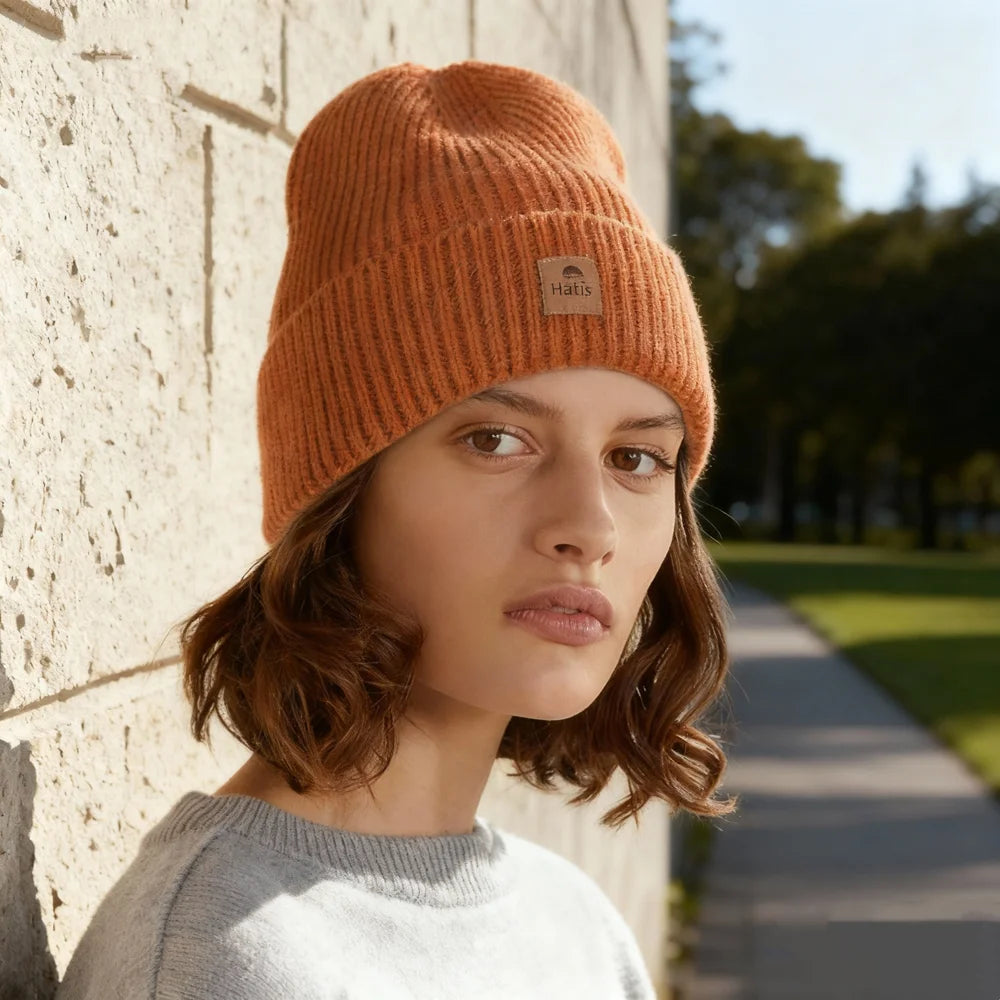Women's Fold-Over Cuff Knit Beanie - Soft Solid Winter Hat