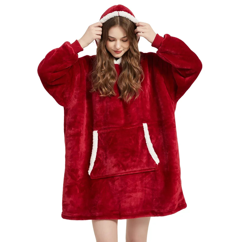 Oversized Wearable Blanket Hoodie - Fleece Pullover TV Blanket for Adults - photo 9