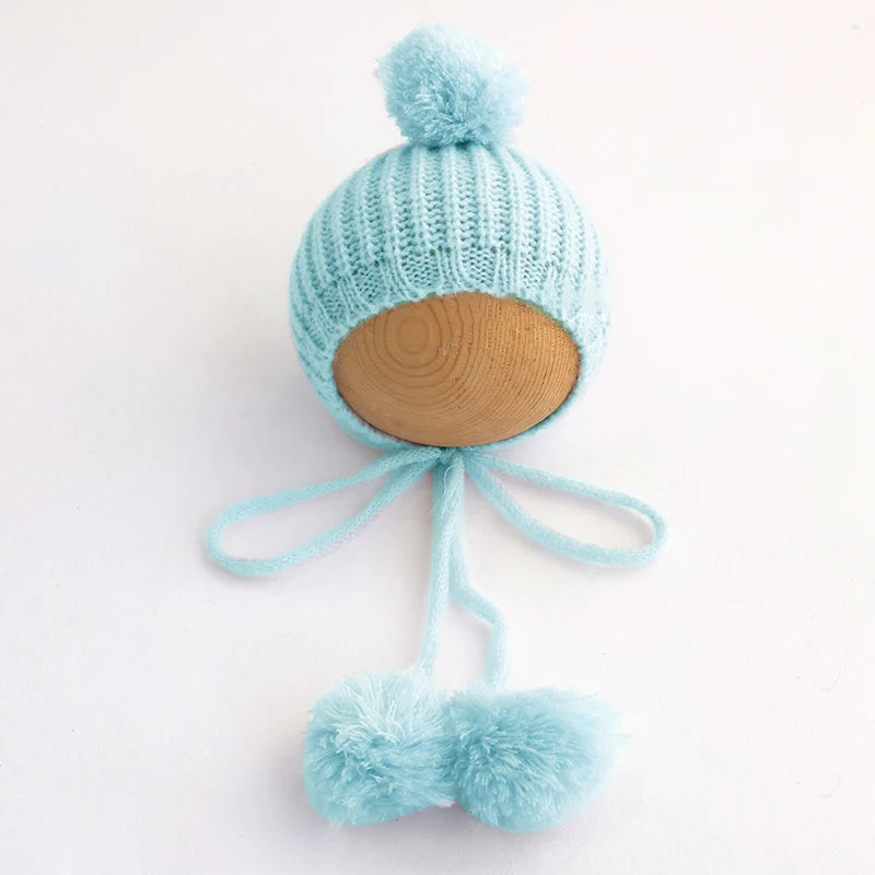 Newborn Pixie Pom Pom Bonnet - Knit Baby Photo Prop Hat - photo 13