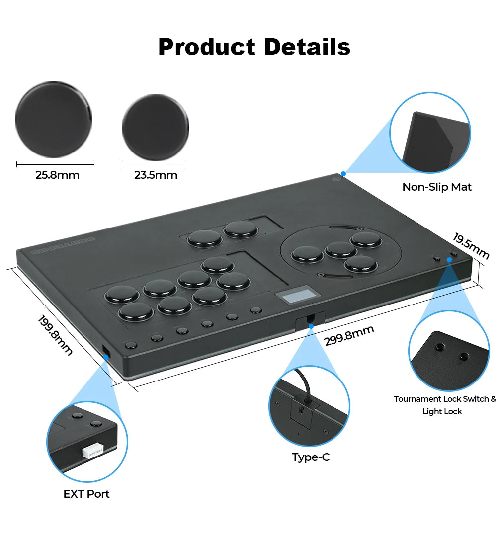 Haute42 X-Move Aluminium Alloy Hitbox Leverless Controller Stickless Fightstick For PC/PS4/PS5 Arcade Game Controller Joystick