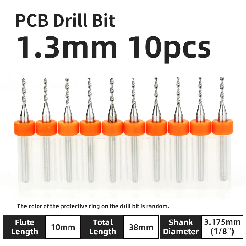 TOOLEYE 10pcs PCB Drill Bit Set Micro Drills Printed Circuit Board 1/8" Shank Mini CNC Drill Bits 0.1-3.175mm Drilling Tools