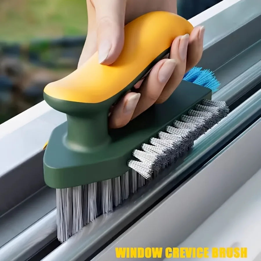 1Pcs 2-In-1 Handheld Cleaning Brush - No Dead Spot Multi-Functional for Crevices Windows Stoves Doors Laundry Tables