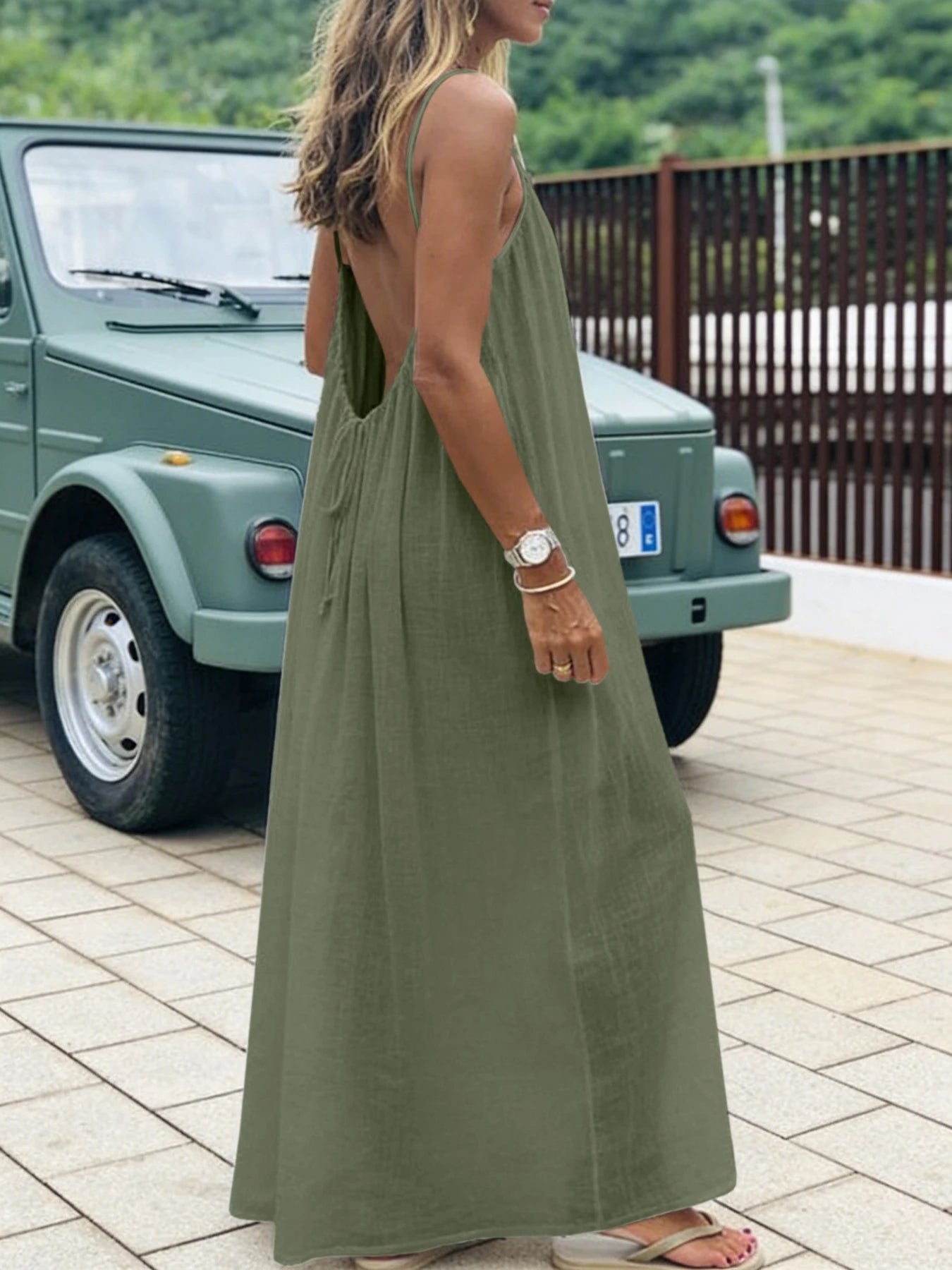 Women's Strapless Backless Maxi Lounge Dress — Loose Comfy Sleep Dress