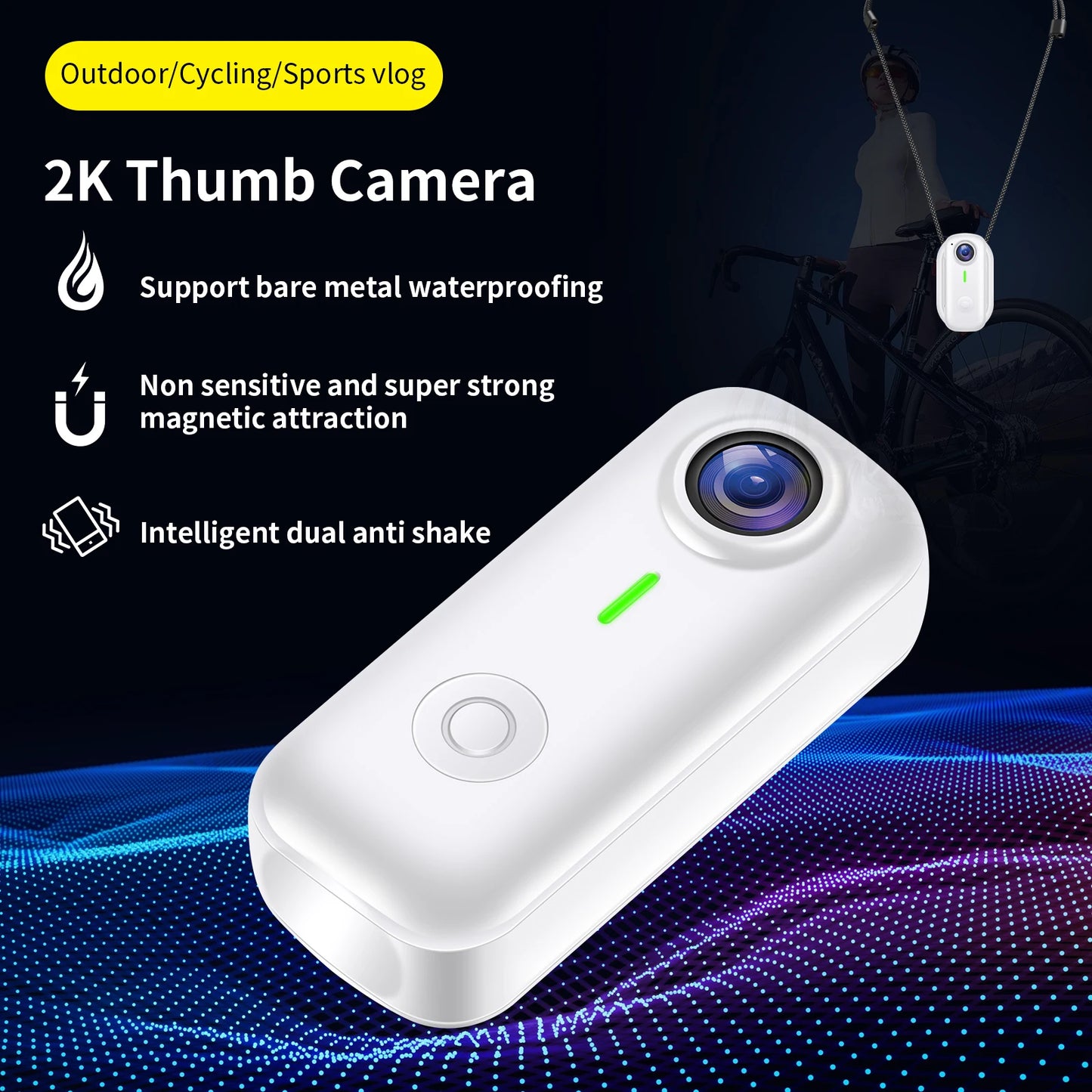 Mini Magnetic Thumb Action Cam — 120° Anti-Shake Bike Camera