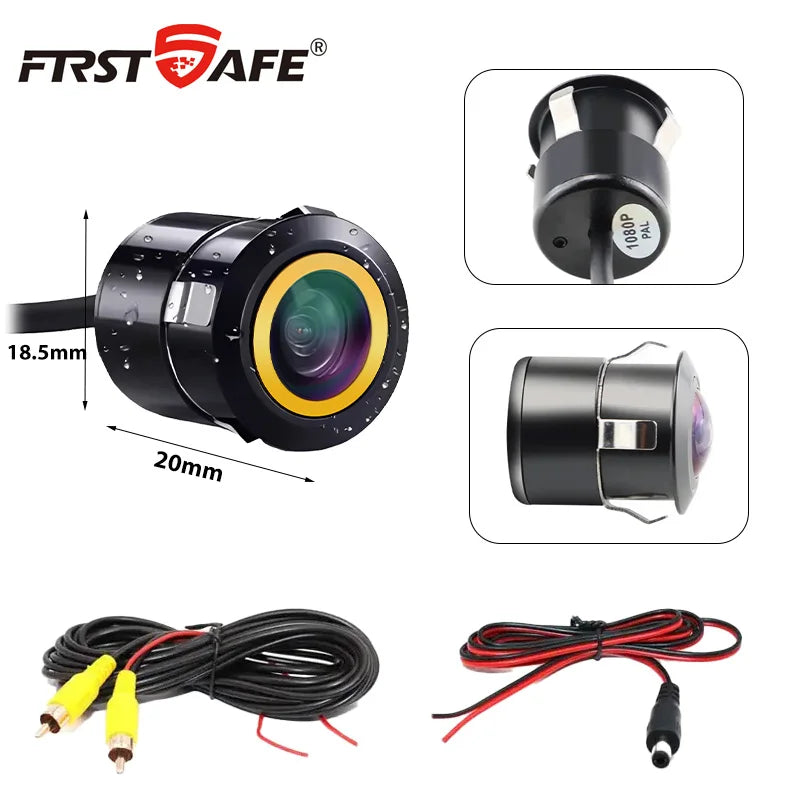 AHD 1920x1080P Fisheye Lens 18.5mm Drill Hole Camera IP67 Waterproof Full Night Vision Flush Mount Vehicle Rear View Reversing