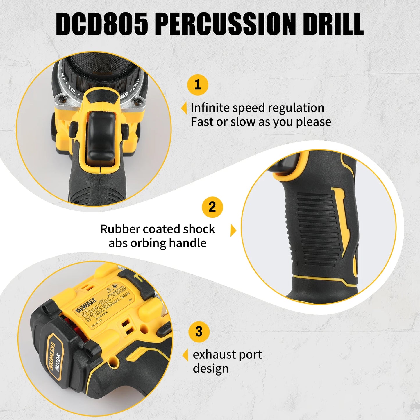 DEWALT DCD805 Cordless Impact Drill Brushless Professional Car Maintenance & Household Repair Durable Tool Only
