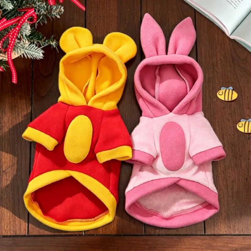 Cartoon Fleece Dog Hoodie - Warm Pullover for Small Dogs