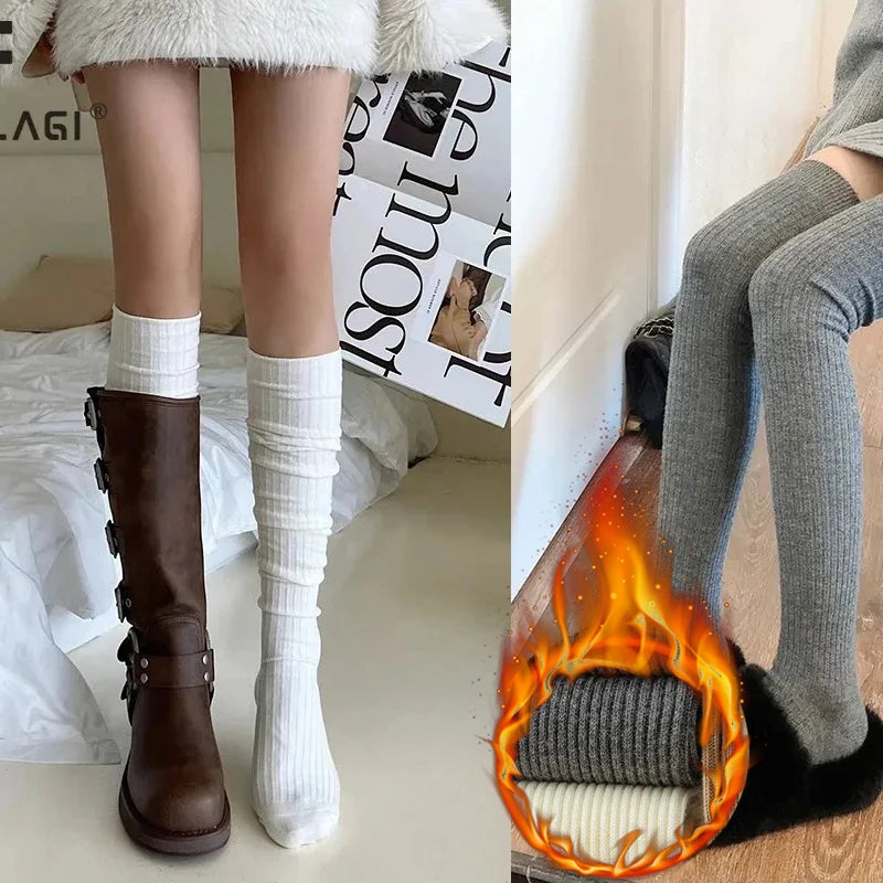 Women's Knit Knee High Socks, Soft Fuzzy