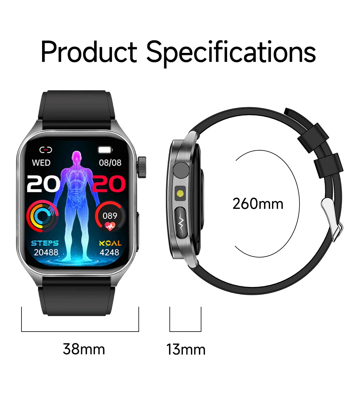 2026 AI-GPT ECG Health Smartwatch – Blood Pressure, Lipid, Uric Acid & 650nm Dual-Probe Laser | Men & Women