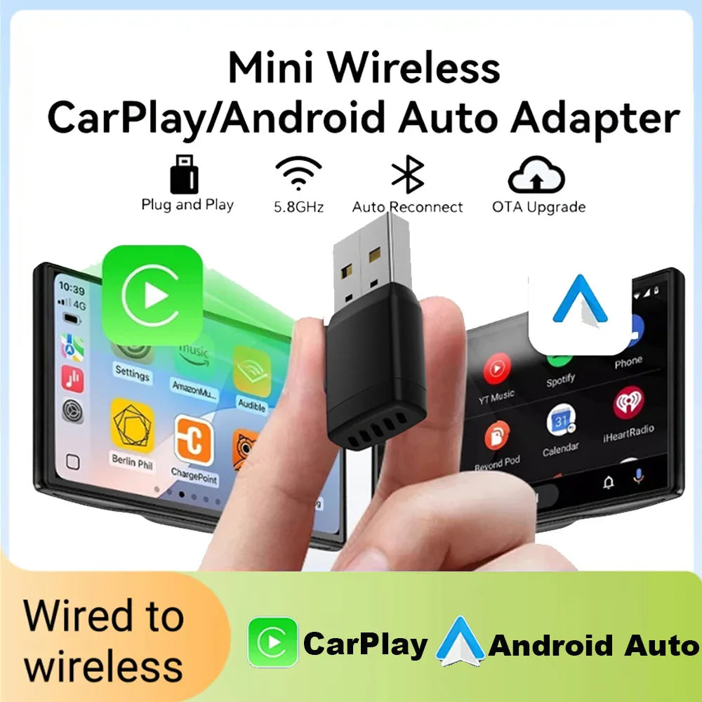 2-in-1 Wireless CarPlay & Android Auto Adapter (Multi-Brand)